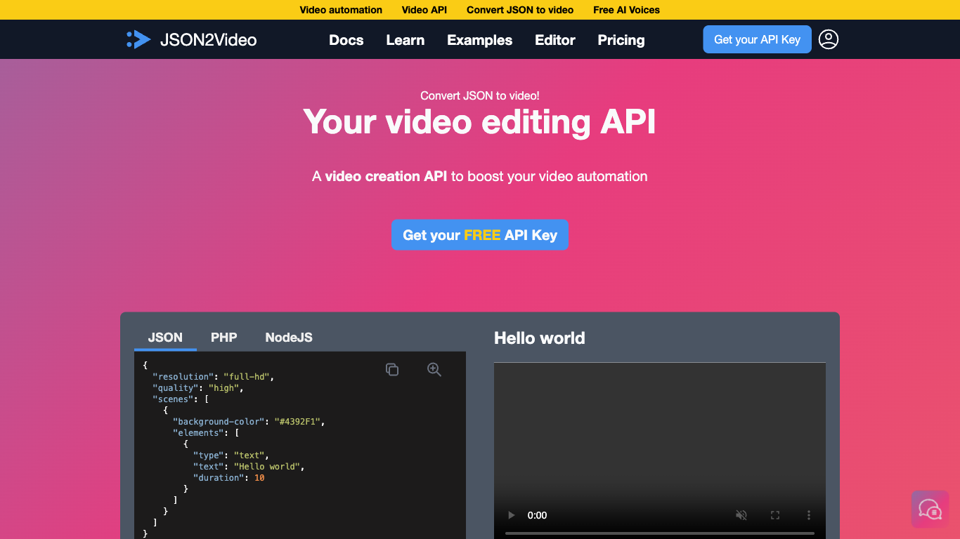 JSON2Video